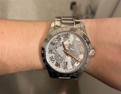 michael kors uhr weltkarte silber